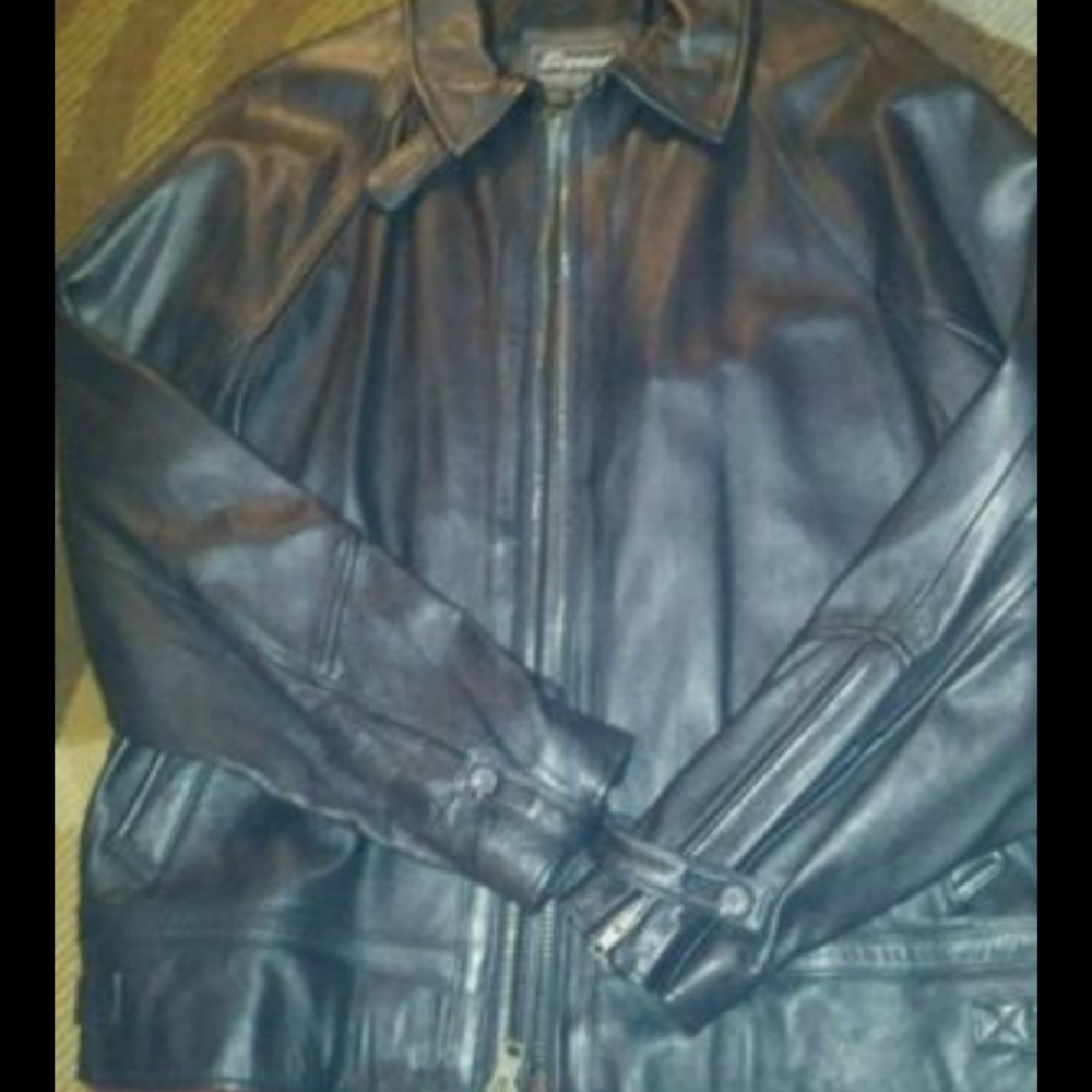 Black leather coat